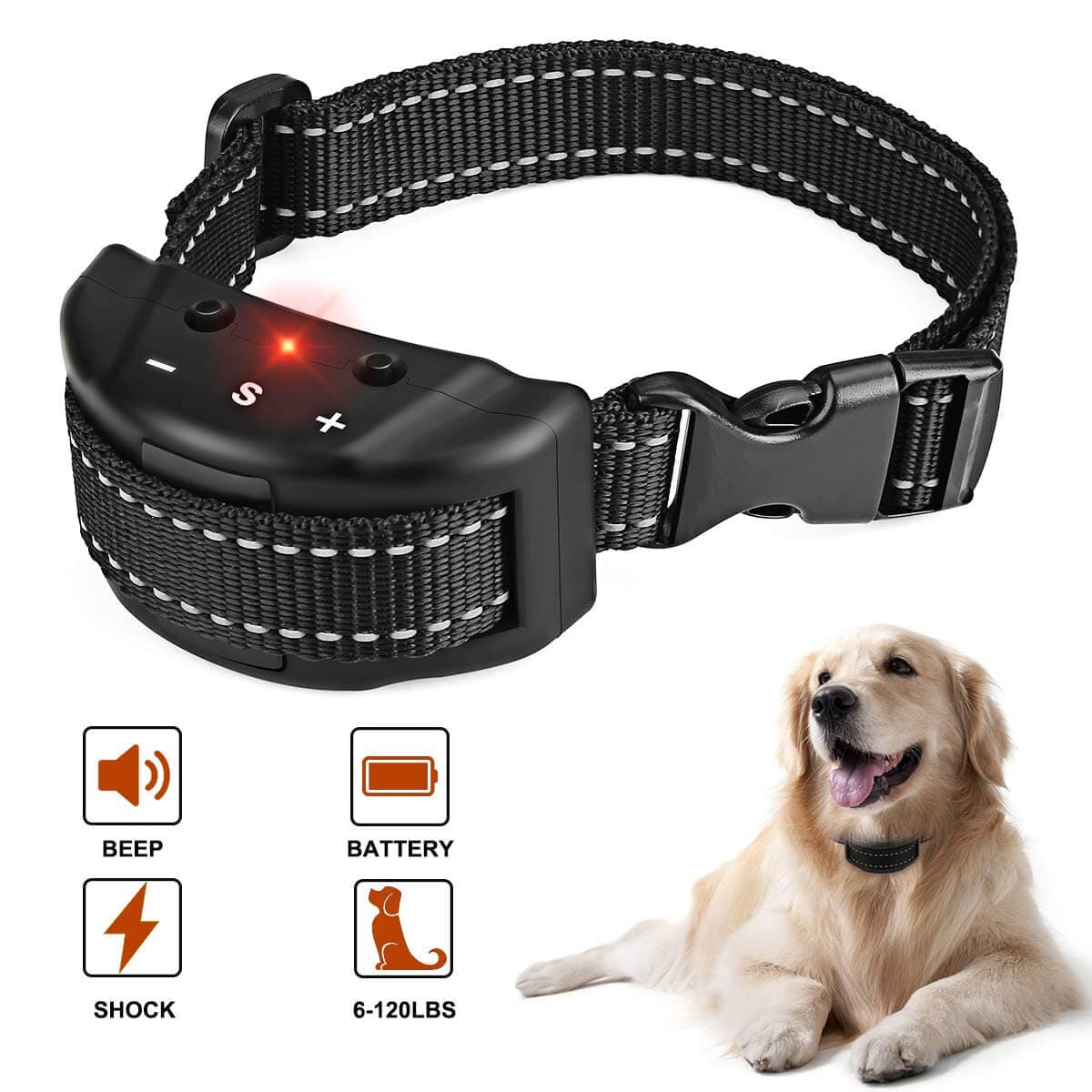 Electric Anti Bark Collar Small Pet Dog No Barking Tone Shock Training for Indoor Outdoor 